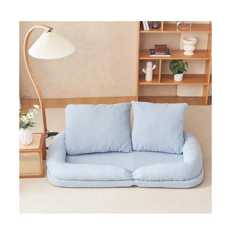 Cesicia Triple Fold-Down Sofa Adjustable Recliner with Thick Mattress for Multifunctional Use