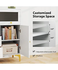 Volenca Chest of Drawers with Flip Up Fluted Glass Door for Bedroom Kitchen