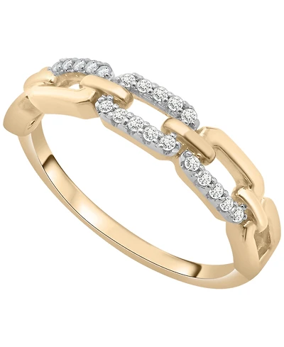 Wrapped Diamond Linked Ring (1/10 ct. t.w.) in 10K Yellow Gold with White Rhodium