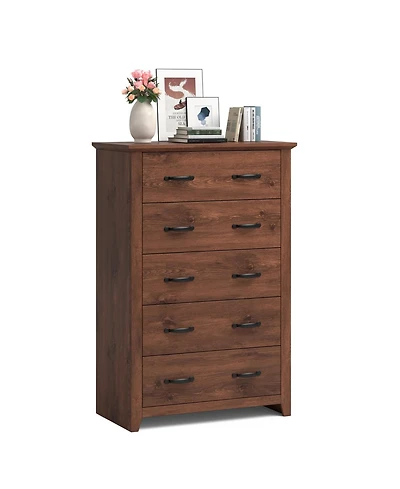 Tall Storage Dresser with 5 Pull-out Drawers for Bedroom Living Room