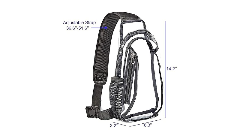 Clear Sling Bag, Stadium Approved Pvc Crossbody Backpack, Clear Casual Chest Daypack for Hiking, Stadium or Concerts