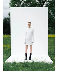 Labeca London Us Women's Scarlett Off-White Contrast Stitch Wool Mini Dress - S / White