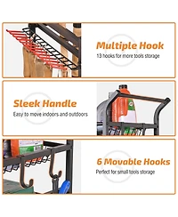 Mythinglogic Rolling Garden Tool Organizer – Rake/Shovel Rack for Garage & Shed