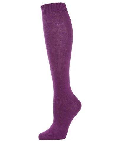 MeMoi Women's Cotton Blend Solid Knit Knee High Socks