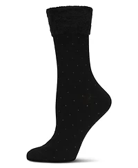 MeMoi Women's Pindot Soft-Fit Thick Cuff Cotton Rich Crew Sock