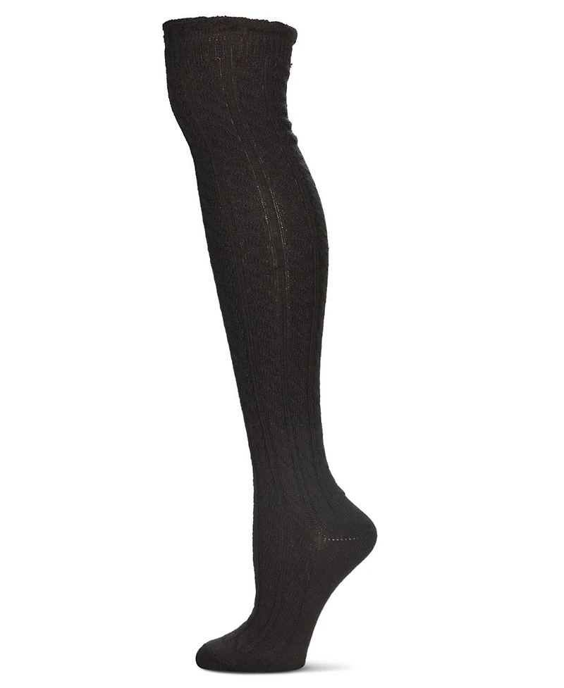 MeMoi Women's Twister Cable Knit Over The Knee Warm Sock