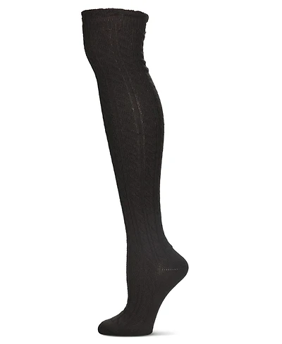 MeMoi Women's Twister Cable Knit Over The Knee Warm Sock