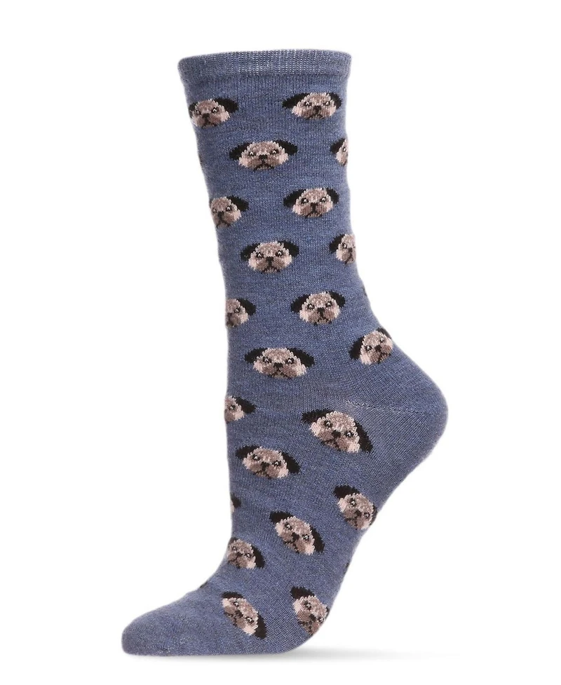 MeMoi Women's Soft Pretty Puppy Dog Face Cashmere Blend Crew Socks