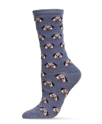 MeMoi Women's Soft Pretty Puppy Dog Face Cashmere Blend Crew Socks