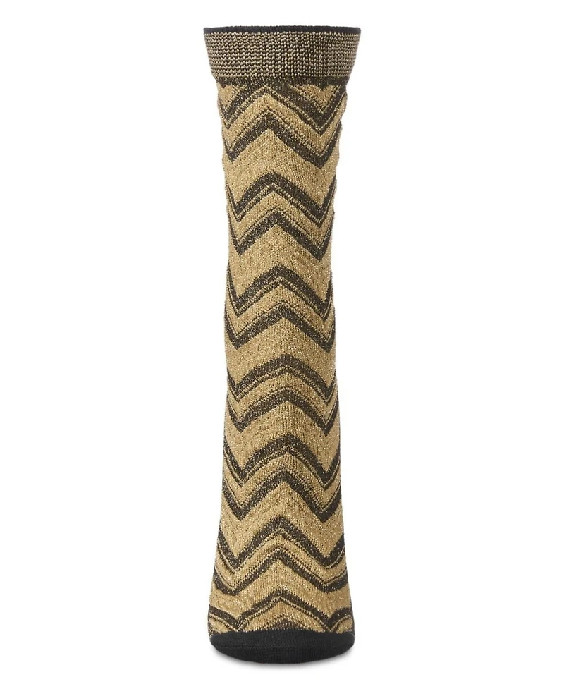 MeMoi Women's Shimmer Chevron Crew Socks
