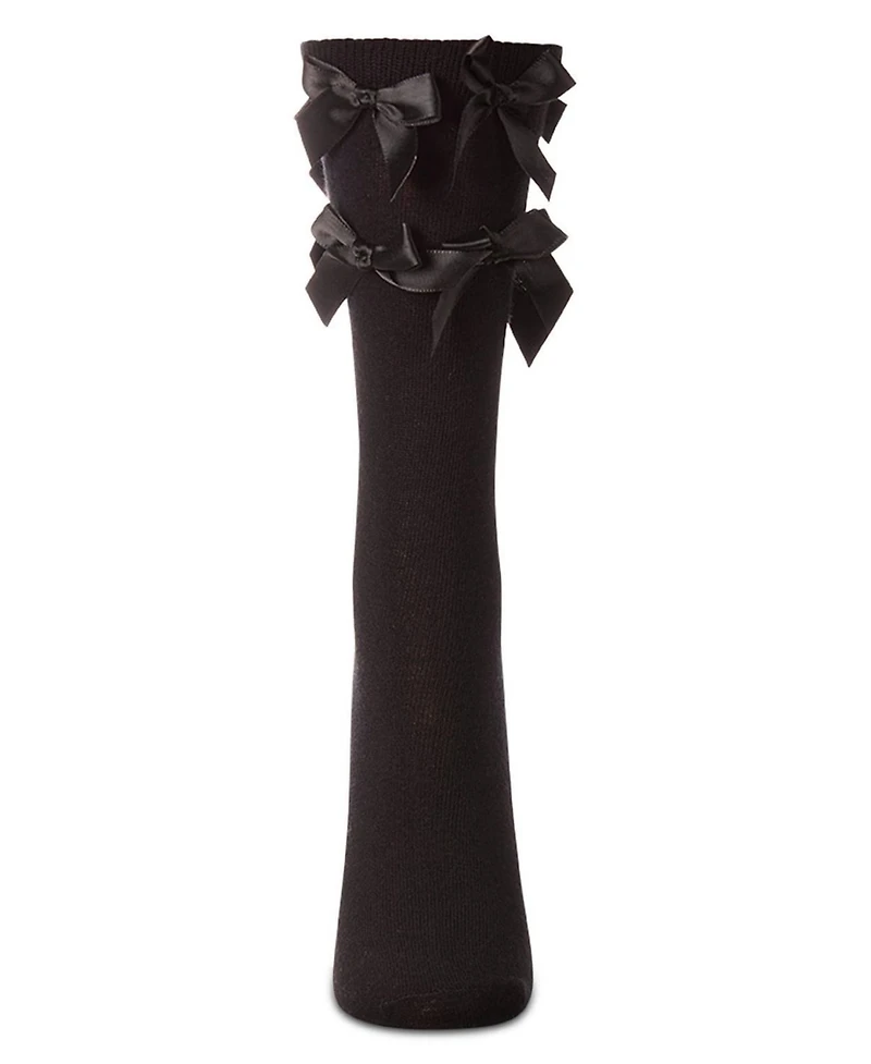 MeMoi Women's Multiple Knit-On Bows Cotton Rich Crew Sock