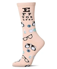 MeMoi Women's "Eye Exam" Rayon Blend Novelty Crew Sock