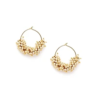 Sohi Women's Bead-Cluster Hoop Earrings