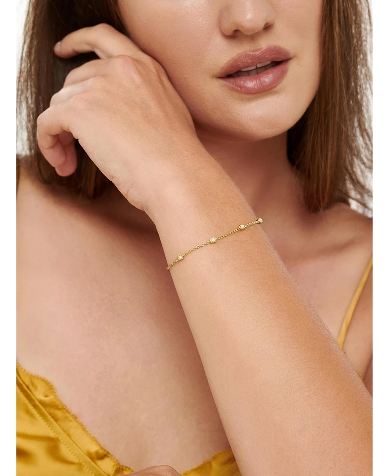 Devata Freshwater Pearl Chain Bracelet in Gold Plated Sterling Silver, Adj 6.5/7.0/7.5 inch