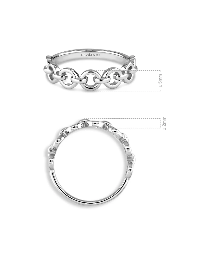 Devata Cable Link Ring in Rhodium Plated Sterling Silver