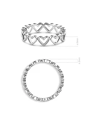 Devata Open Heart Eternity Ring in Rhodium Plated Sterling Silver