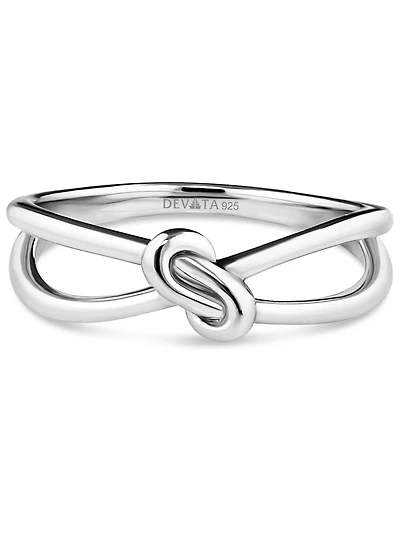 Devata Love Knot Ring in Rhodium Plated Sterling Silver