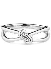 Devata Love Knot Ring in Rhodium Plated Sterling Silver