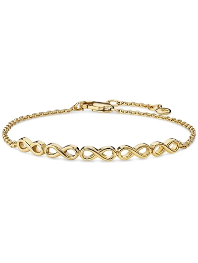 Devata Infinity Chain Bracelet in Gold Plated Sterling Silver, Adj 6.5/7.0/7.5 inch