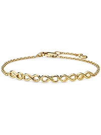 Devata Infinity Chain Bracelet in Gold Plated Sterling Silver, Adj 6.5/7.0/7.5 inch