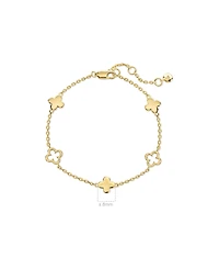 Devata Clover Chain Bracelet in Gold Plated Sterling Silver, Adj 6.5/7.0/7.5 inch