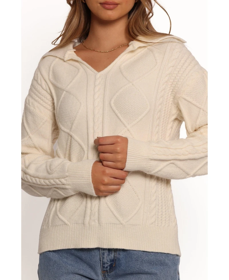 Petal and Pup Women's Robbie Collar Neck Cable Knit Sweater