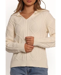 Petal and Pup Women's Robbie Collar Neck Cable Knit Sweater