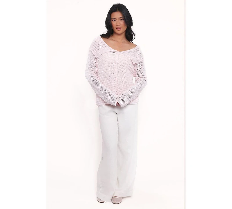 Petal and Pup Women's Lyra Large Collar Cardigan - White Xl