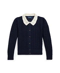Polo Ralph Lauren Girls 2T-6X Pointelle-Knit Peter Pan Collar Cardigan