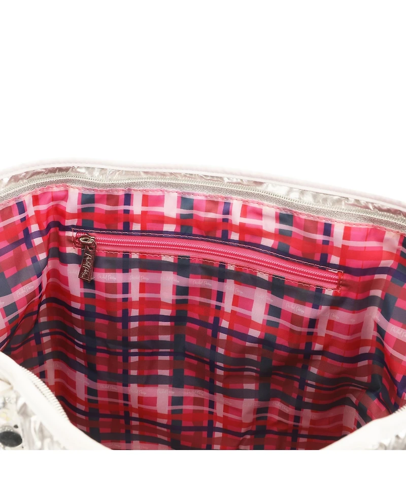Packed Party Silver Metallic Puffy Confetti Weekender Tote Bag