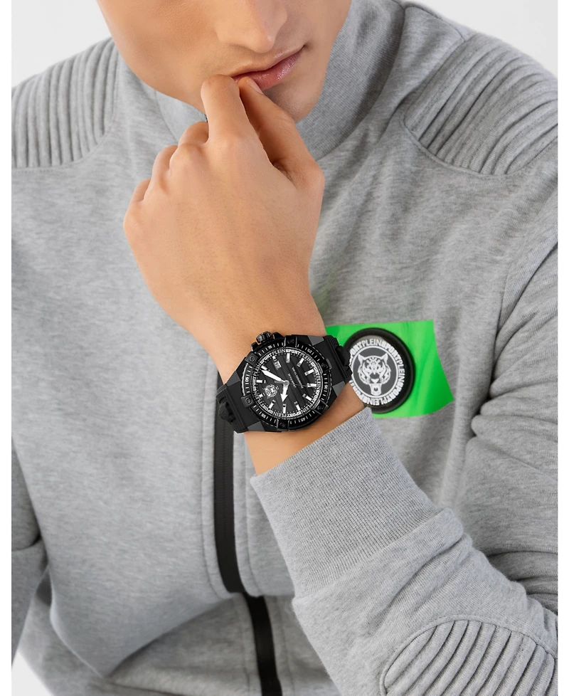 Plein Sport Mens Urban Pulse 3 Hand Date Quartz Silicone Strap 47MM