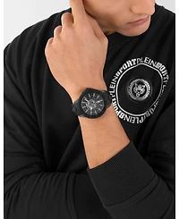 Plein Sport Mens City Rush 3 Hand Date Quartz Silicone Strap 45MM