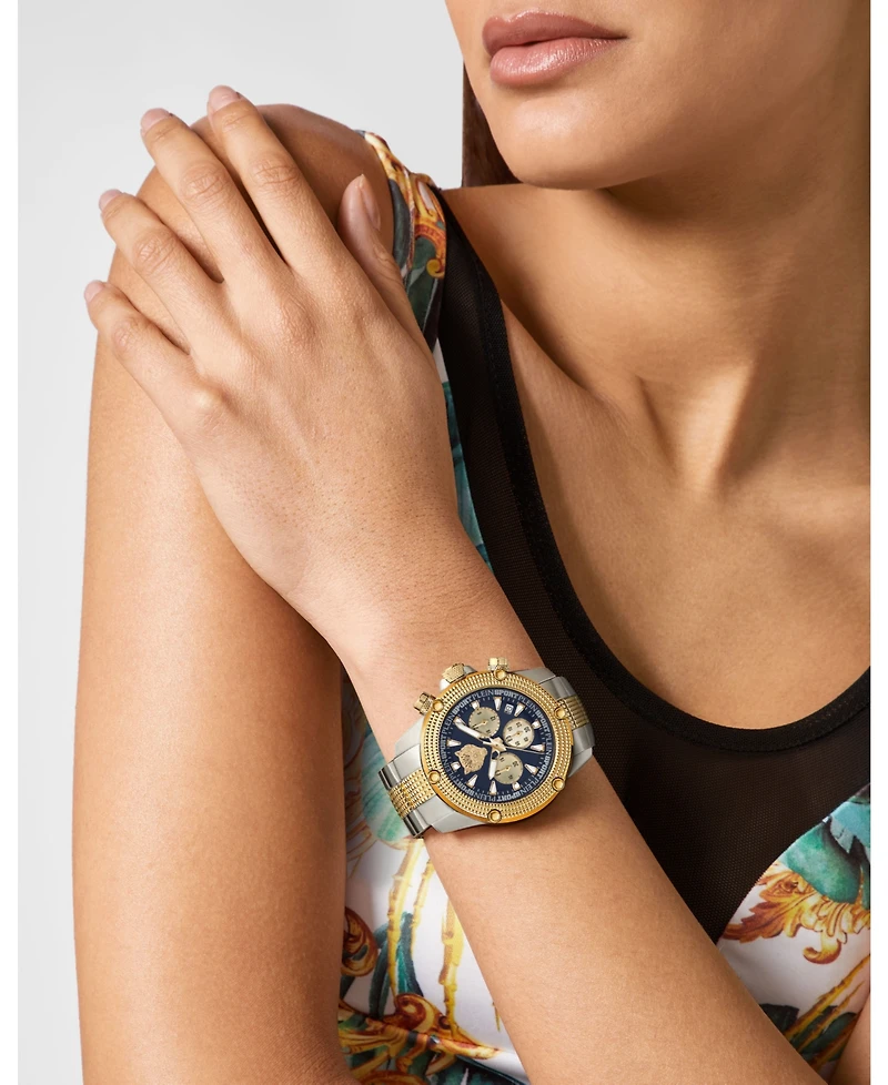 Plein Sport Mens Hurricane Chronograph Date Quartz Two Tone Bracelet 44MM