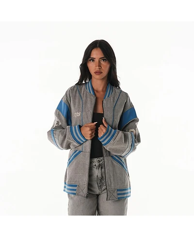 The Wild Collective Men's and Women's Gray Detroit Lions Oversized Retro Full-Zip Jacket