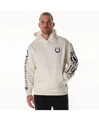 The Wild Collective Men's and Women's Cream Indianapolis Colts Stacked Graphic Sleeve Fleece Hoodie