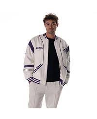 The Wild Collective Men's and Women's White Minnesota Vikings Oversized Retro Full-Zip Jacket