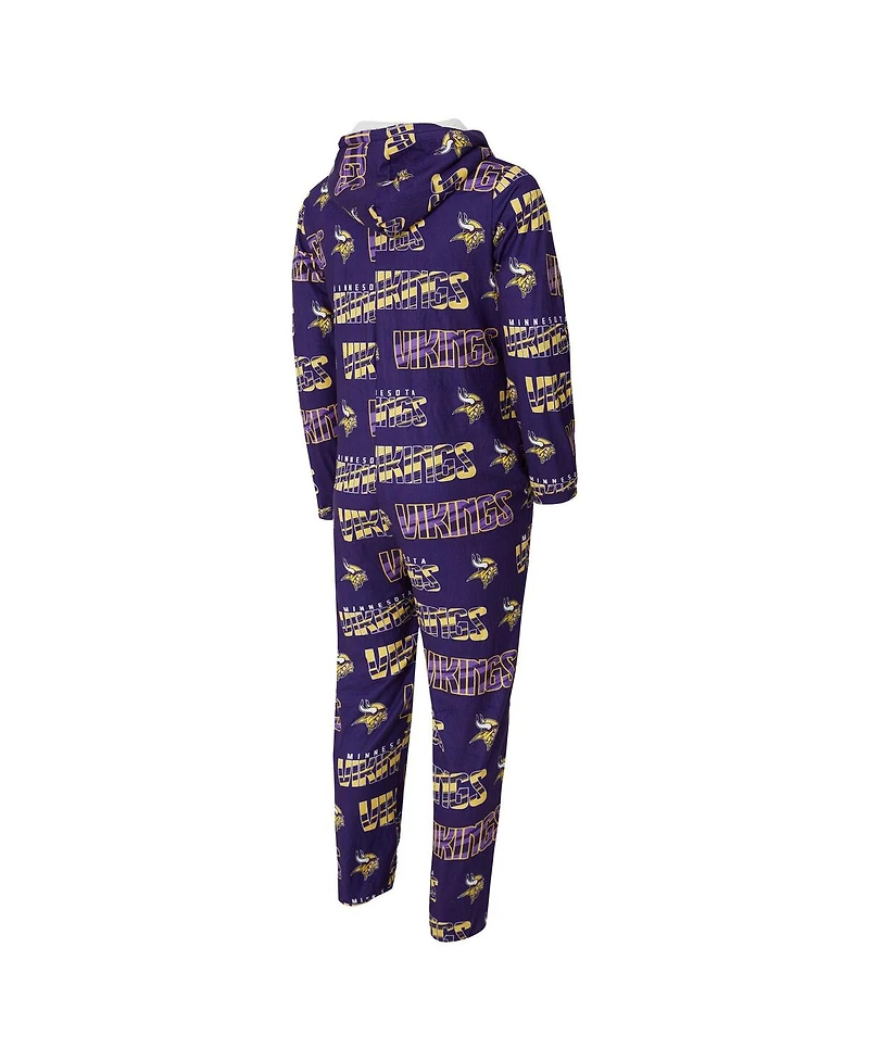 Concepts Sport Men's Purple Minnesota Vikings Shuffle All-Over-Print Microfleece Full-Zip Union Suit