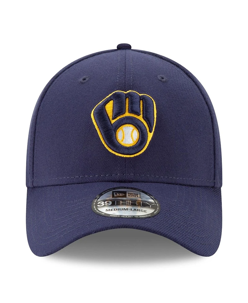 New Era Men's Navy Milwaukee Brewers 2025 Mlb Postseason Side Patch 39THIRTY Flex Hat