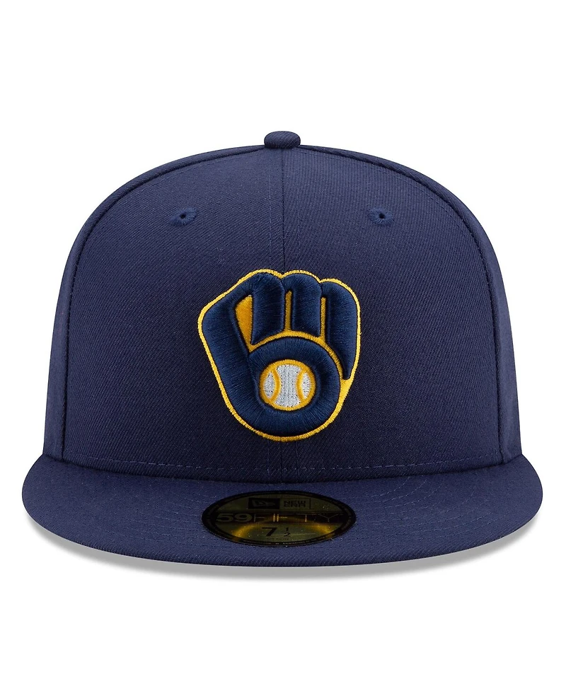 New Era Men's Navy Milwaukee Brewers 2025 Mlb Postseason Side Patch 59FIFTY Fitted Hat