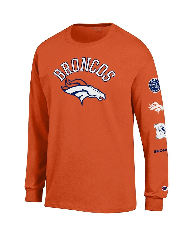 Champion Men's Orange Denver Broncos Seal Long Sleeve T-Shirt