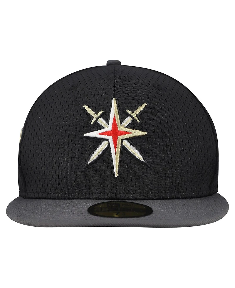 New Era Men's Black/Gray Vegas Golden Knights Mesh Crown Two-Tone 59FIFTY Fitted Hat