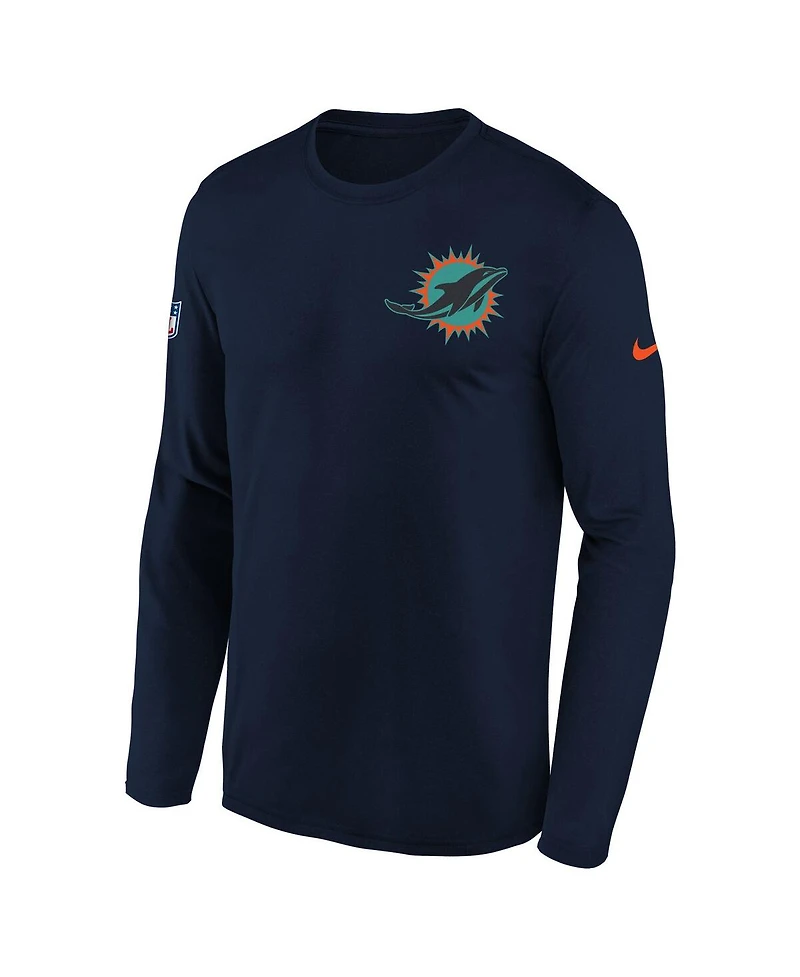 Nike Big Boys and Girls Pitch Blue Miami Dolphins 2025 Rivalries Collection Sideline Legend Dri-fit Long Sleeve T-Shirt