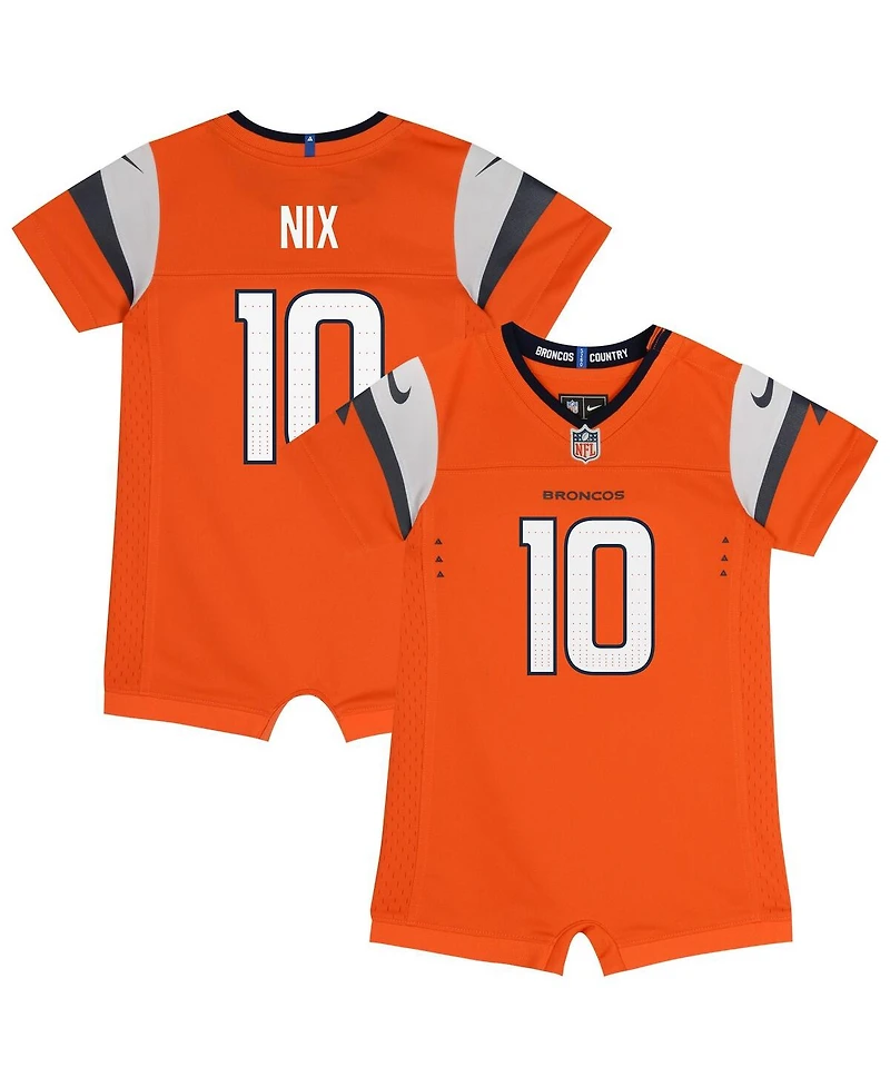 Nike Baby Boys and Girls Bo Nix Orange Denver Broncos Game Romper Jersey