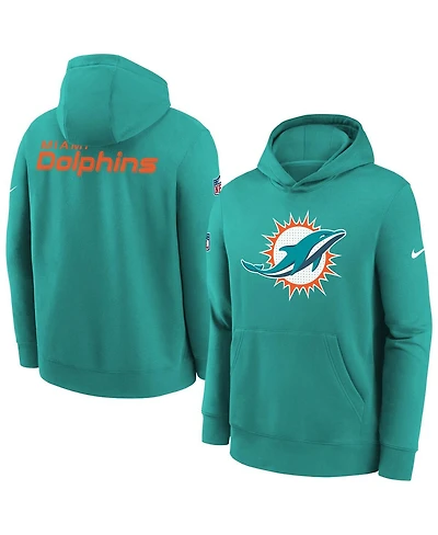 Nike Big Boys and Girls Aqua Miami Dolphins Sideline Club Fleece Hoodie