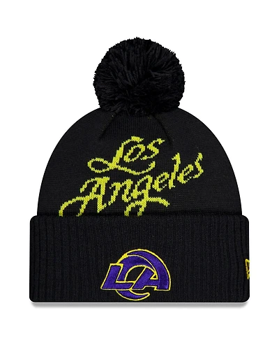 New Era Men's Midnight Blue Los Angeles Rams 2025 Rivalries Collection Sideline Cuffed Pom with Knit Hat