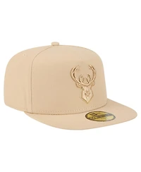 New Era Men's Khaki Milwaukee Bucks Color Pack A-Frame 59FIFTY Fitted Hat