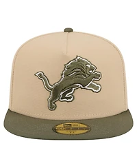 New Era Men's Beige/Olive Detroit Lions Color Pack A-Frame 59FIFTY Fitted Hat