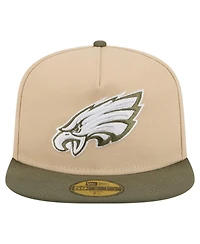 New Era Men's Beige/Olive Philadelphia Eagles Color Pack A-Frame 59FIFTY Fitted Hat