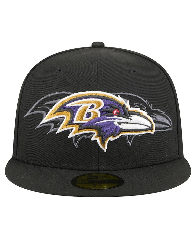 New Era Men's Black Baltimore Ravens Tri-Hit 59FIFTY Fitted Hat