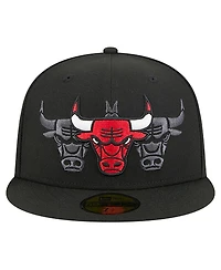 New Era Men's Black Chicago Bulls Tri-Hit 59Fifty Fitted Hat